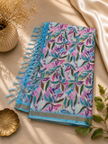 Beautiful Satin and Cotton Combination Saree with Floral design and Woven Border  ( pink, purple, teal, and green)