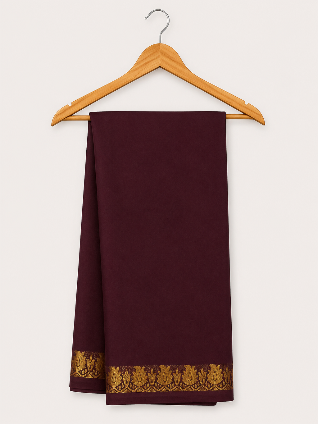 Classic Brown Crepe Semi Silk Saree Featuring Traditional Gold Zari Border
