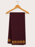 Classic Brown Crepe Semi Silk Saree Featuring Traditional Gold Zari Border