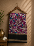 Beautiful Soft Synthetic Fabric with Art Silk sheen finish Saree With Black and Gold Woven Zari Border