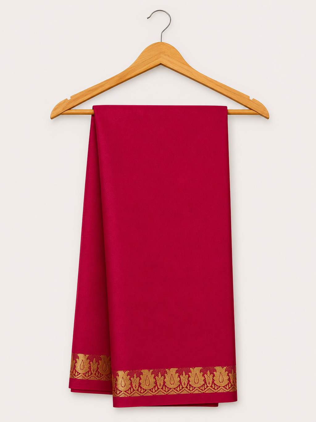 Elegant Rani Pink Crepe Semi Silk Saree with Rich Gold Woven Border