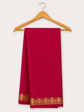 Elegant Rani Pink Crepe Semi Silk Saree with Rich Gold Woven Border