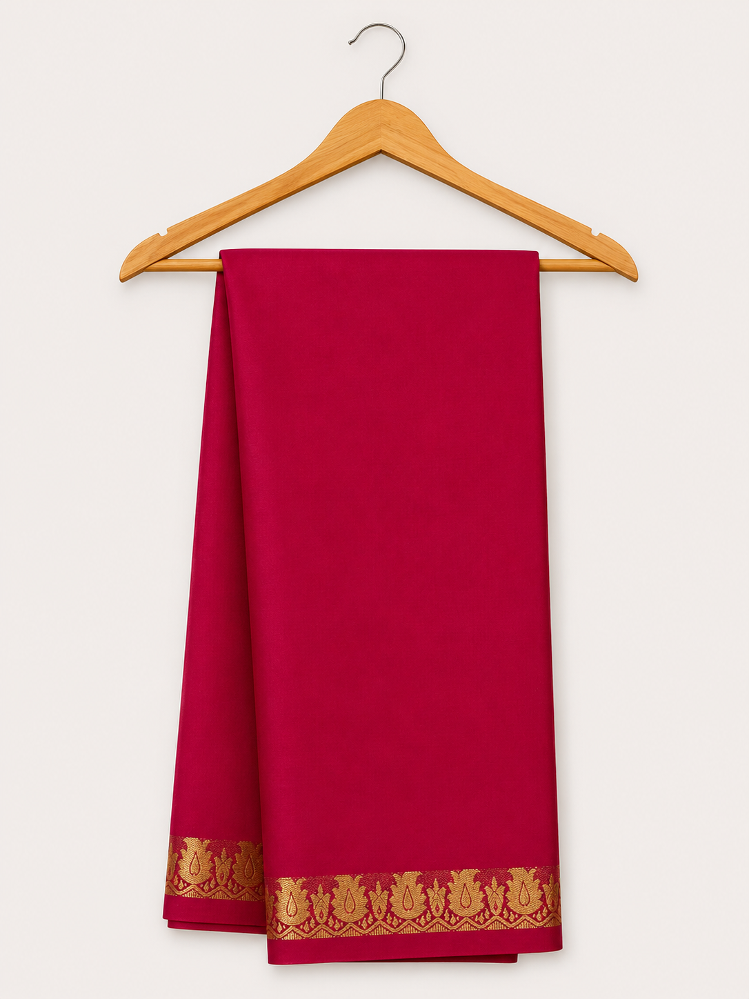 Elegant Rani Pink Crepe Semi Silk Saree with Rich Gold Woven Border