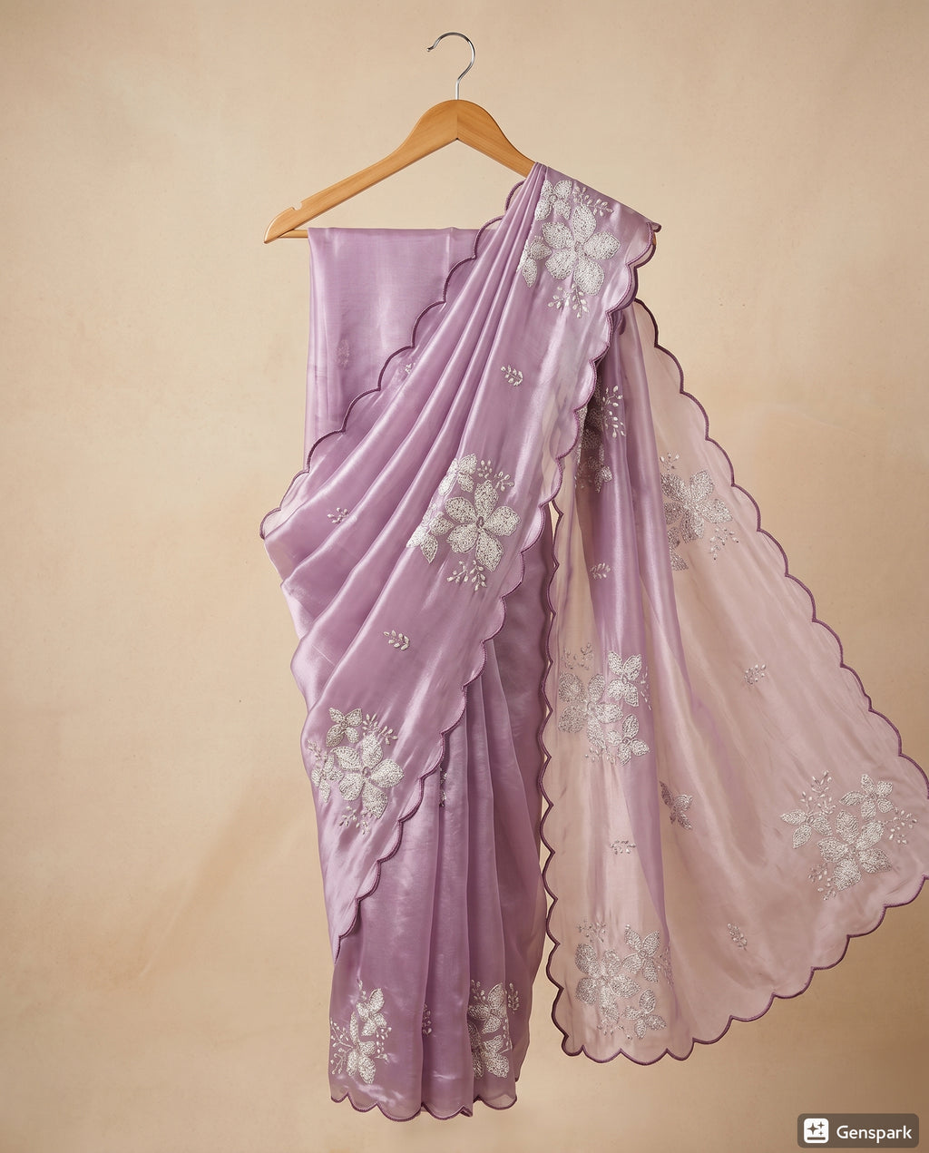 Beautiful Jimmi Choo Saree - Lavender-Purple and White Colour Combination