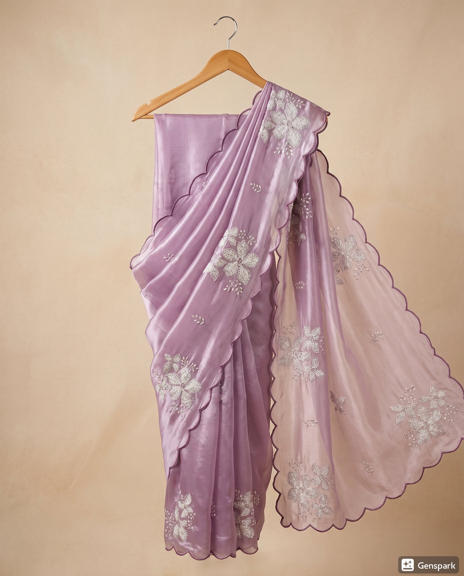 Beautiful Jimmi Choo Saree - Lavender-Purple and White Colour Combination
