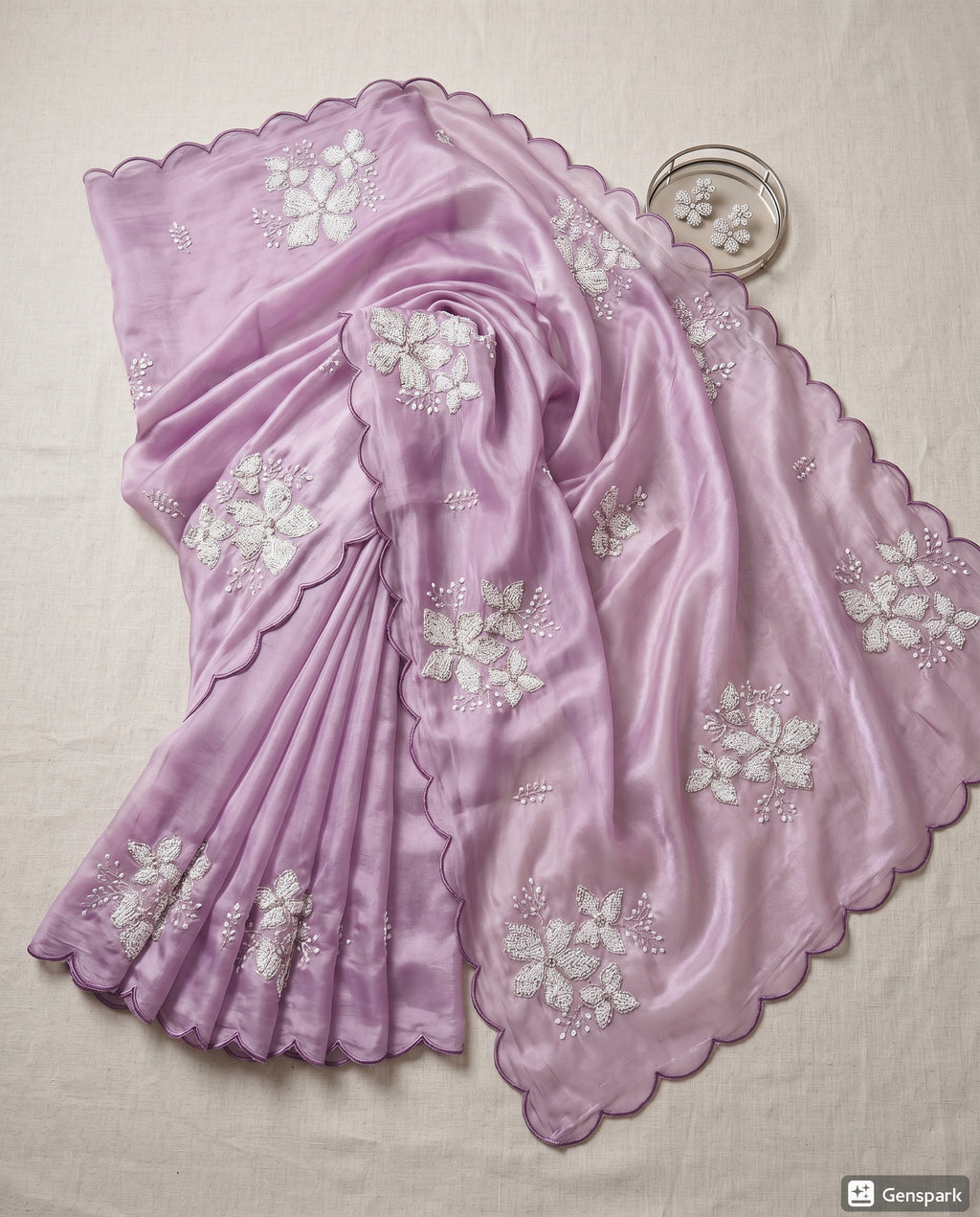 Beautiful Jimmi Choo Saree - Lavender-Purple and White Colour Combination